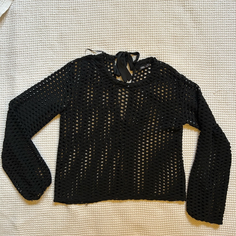 Zara Black Crochet Blouse